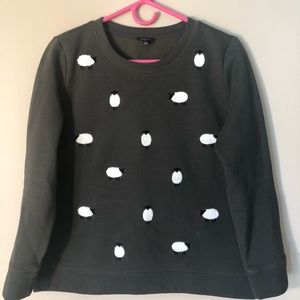 Talbots MP Olive green sweatshirt with sheep accents